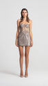 Bra Form Rose Patterned Brown Mini Dress
